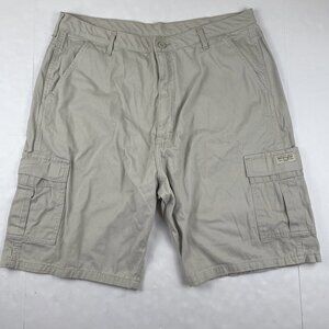 Wrangler Cargo Shorts Men’s 40 Flat Front Beige Lightweight Cotton Hike Outdoors